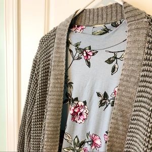 grey knit sweater cardigan